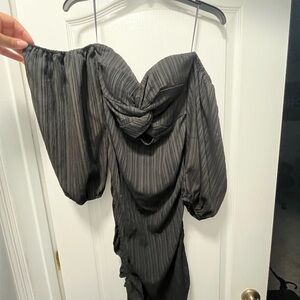 Fashion Nova Black Ruched Mini Dress